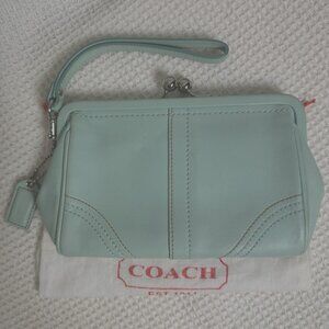 Vintage Coach SOHO Kiss Lock Change Purse Large Leather Framed Wristlet Dustbag